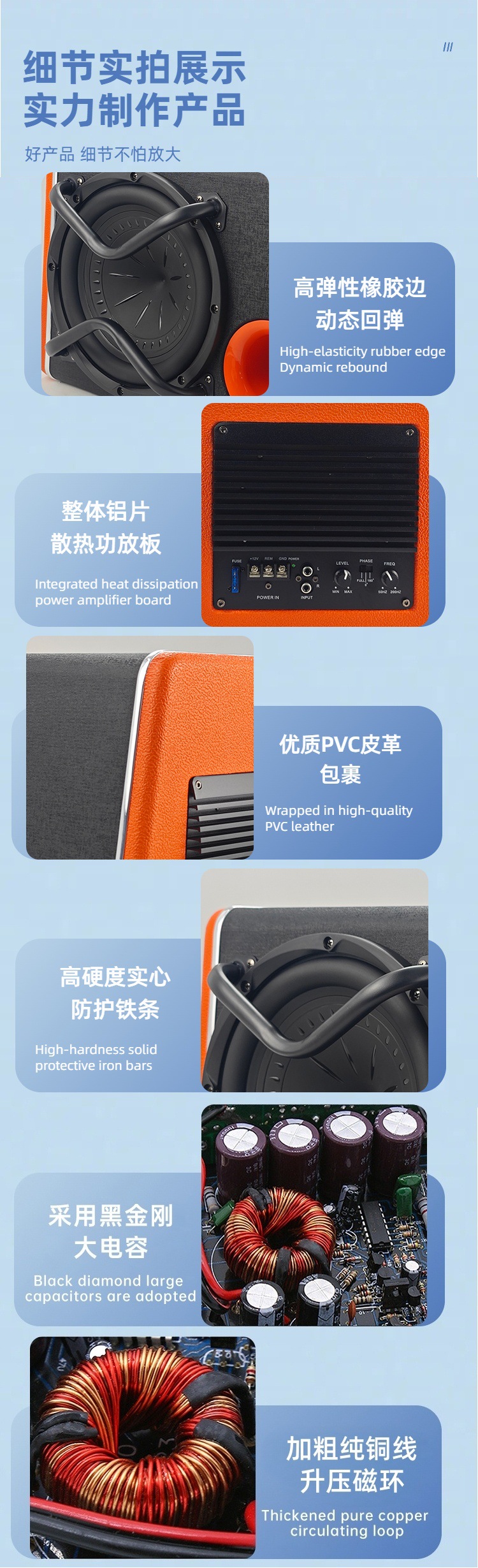 Factory direct wooden case body gun trapezoidal car subwoofer super bass high power 10 inch active car audio