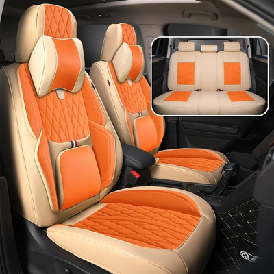 Four Seasons Pad – Cushion Cover, Universal Seat Cushion - vibrant-orange-universal-headrest-for-five-seats