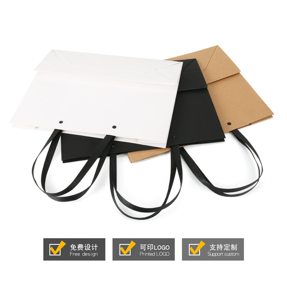 Hand bag in stock clothing store gift bag wholesale white card black cardboard bag hand bag gift bag printed logo