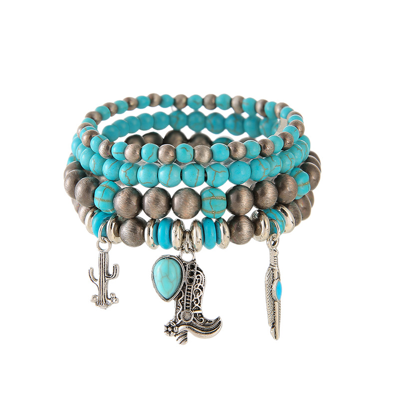 turquoise ethnic beaded bracelet handmade