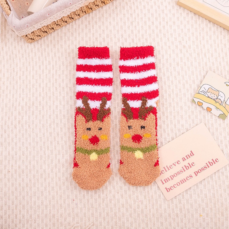 Calcetines Navideños Térmicos de Terciopelo de Coral Transpirables y Antibacterianos para Invierno image 15
