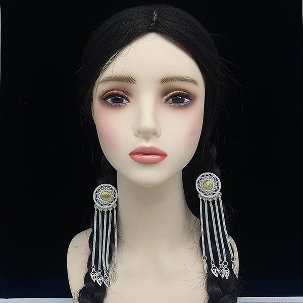 [Mongolian Style Hair Accessory] Ethnic Style Performance Hair Ornament with Sparkling Diamonds and Tassels