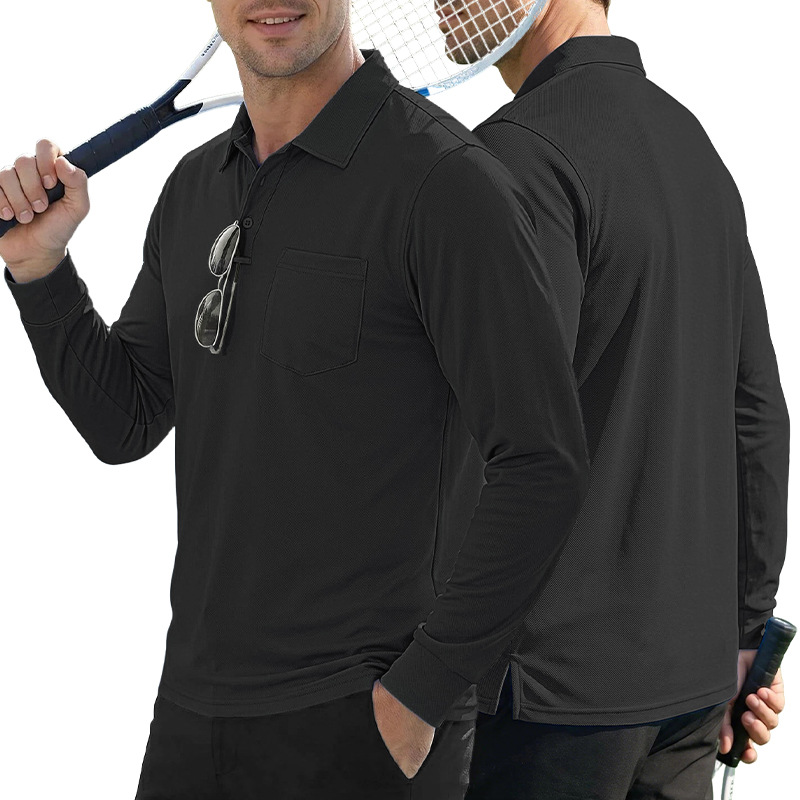Transfronterizo Amazon manga larga camiseta suelta con collar camiseta hombre Europa y América otoño nuevo estilo al aire libre táctico polo hombre