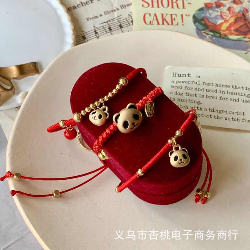 Summer Cute Panda Bracelet Children's Couple's Best Friend Bracelet Mori Style Niche Hand Rope Sichuan Tourism Commemorative Jewelry