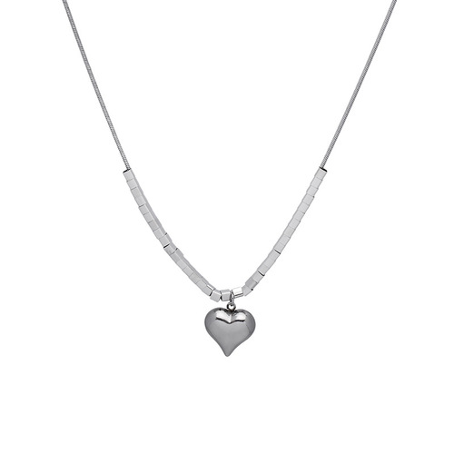 Cool Wind Stereo Heart Block Ancient Necklace Ins Design Versatile Titanium Steel Pendant Crystal Non-fading