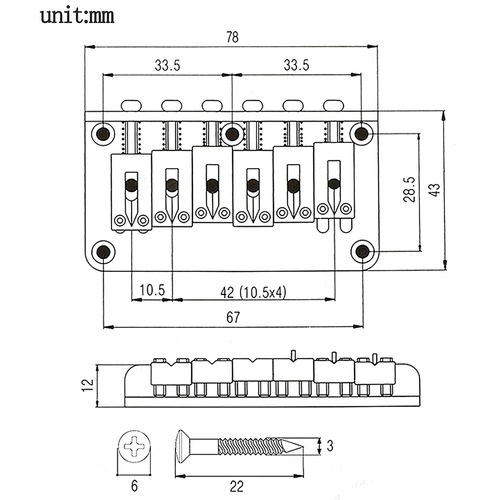 6-string 78mmST TL ball string code ball code bridge electric guitar tail tube top load bridge string bridge tailpiece