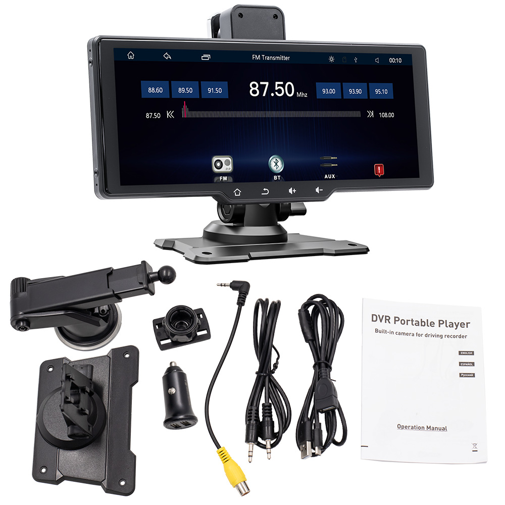 Transfronterizo de 10.26 pulgadas imagen de marcha atrás HD inalámbrica portátil CarPlay con cámara de registro de conducción