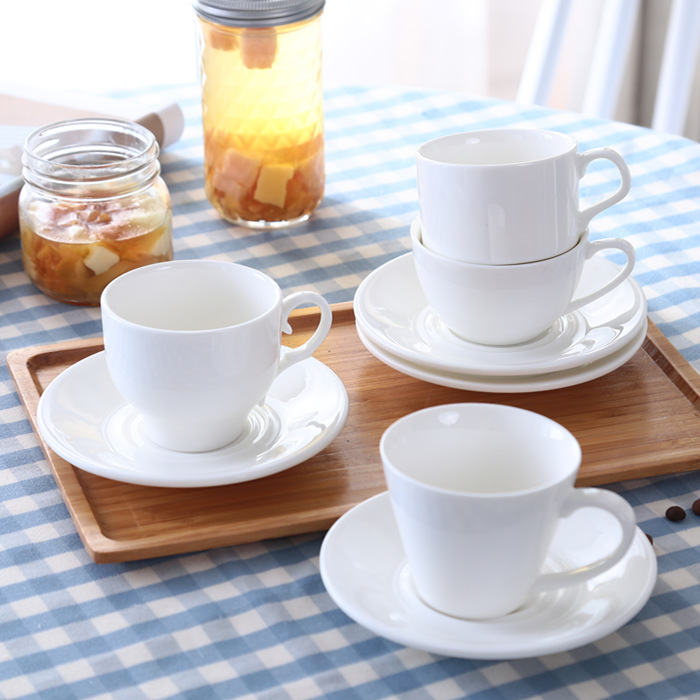 欧式陶瓷咖啡杯套装花茶杯白色简约家用杯碟杯子外贸可加印logo