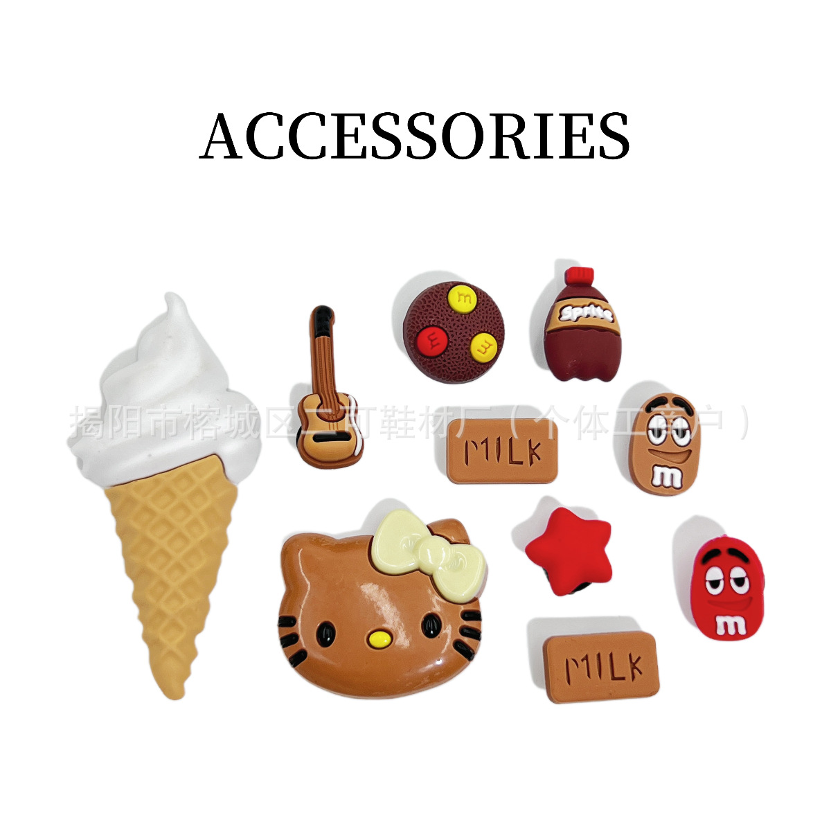 Animación de dibujos animados crema queso niños agujeros zapatos accesorios de flores diy con hebilla desmontable hebilla de zapatos