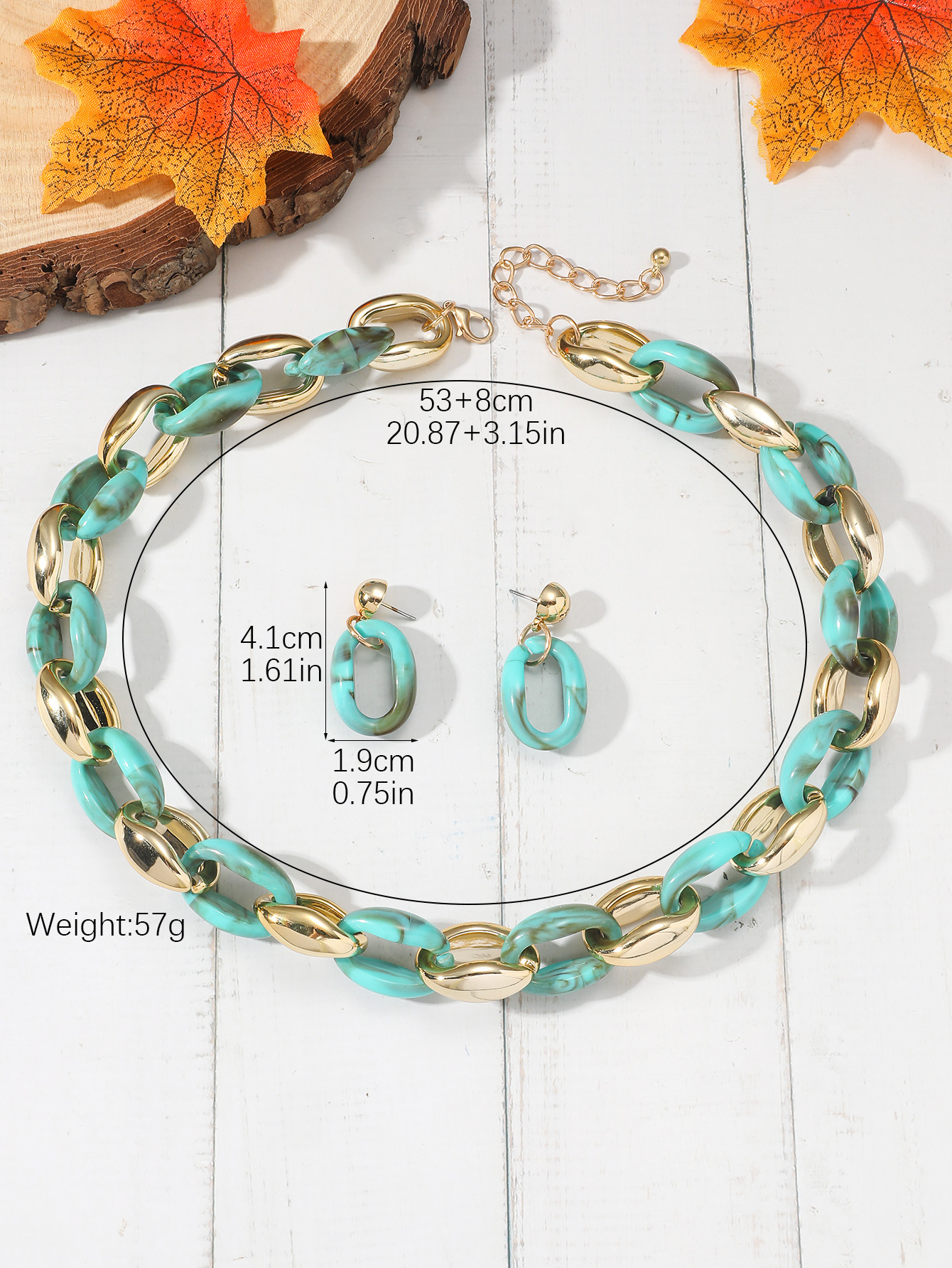 61g Weight Gold Plated Plating Material Jewelry Set Classification 1 Set Quantity Holiday, Daily Occasion Plastic, Resin Material Color Block Pattern Women's Gender Plating Design Basic Style Basic Color Block Plastic Resin Plating Gold Plated Women's Jewelry Set 8