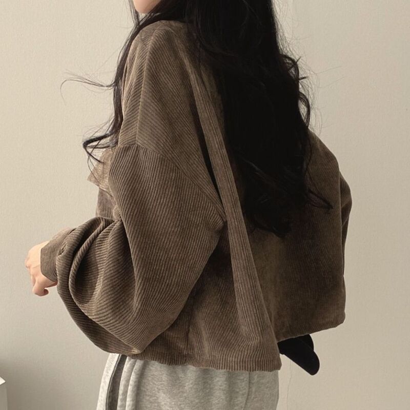 Minimalist Vintage Corduroy Double-Pocket Shirt Jacket Autumn/Winter 2025 New Casual Versatile Jacket Korean Style