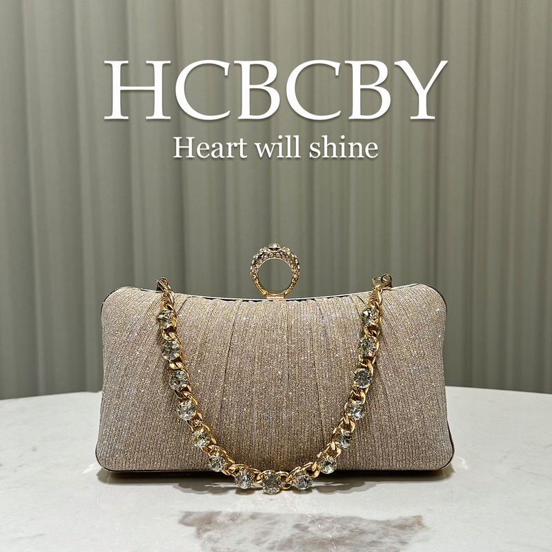 Champagne Shiny Pleated Elegant Small Handbag Gorgeous Rhinestone Chain Clutch Women's Fashionable Elegant Evening Bag Champagne Shiny Pleated Elegant Small Handbag Gorgeous Rhinestone Chain Clutch Women's Fashionable Elegant Evening Bag