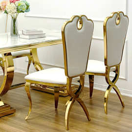 现代欧式不锈钢餐椅家用简约后现代酒店高档软包宴会厅皮布艺椅子