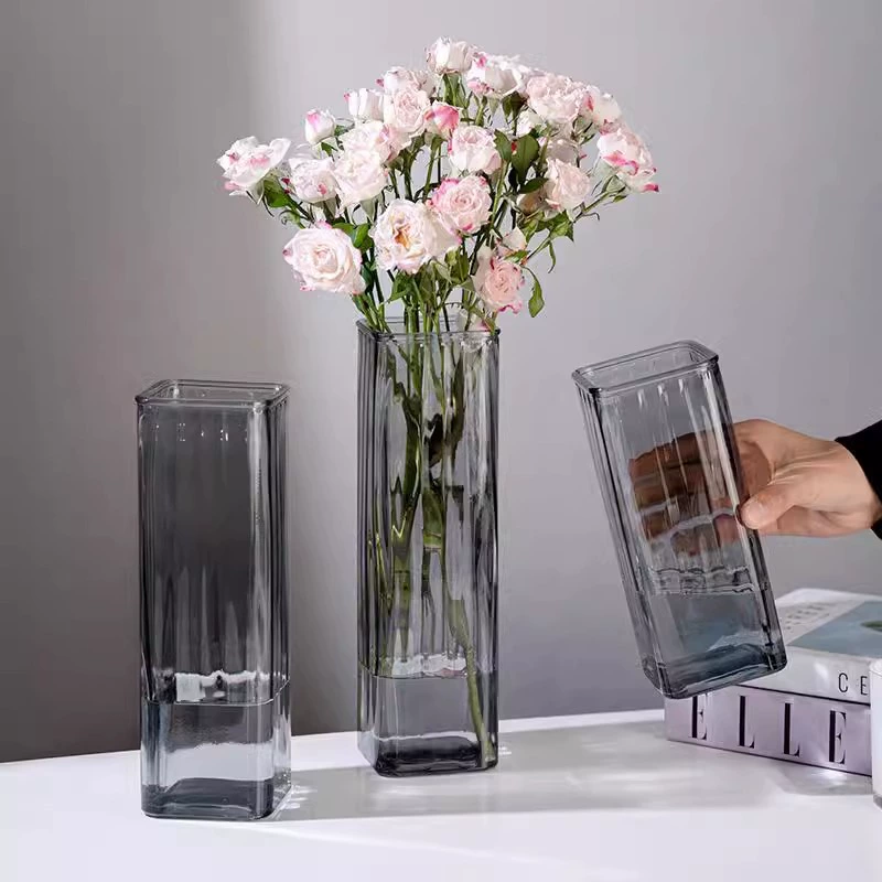 Норт-минималистская креативная квадратная прозрачная стеклянная ваза для гостиной