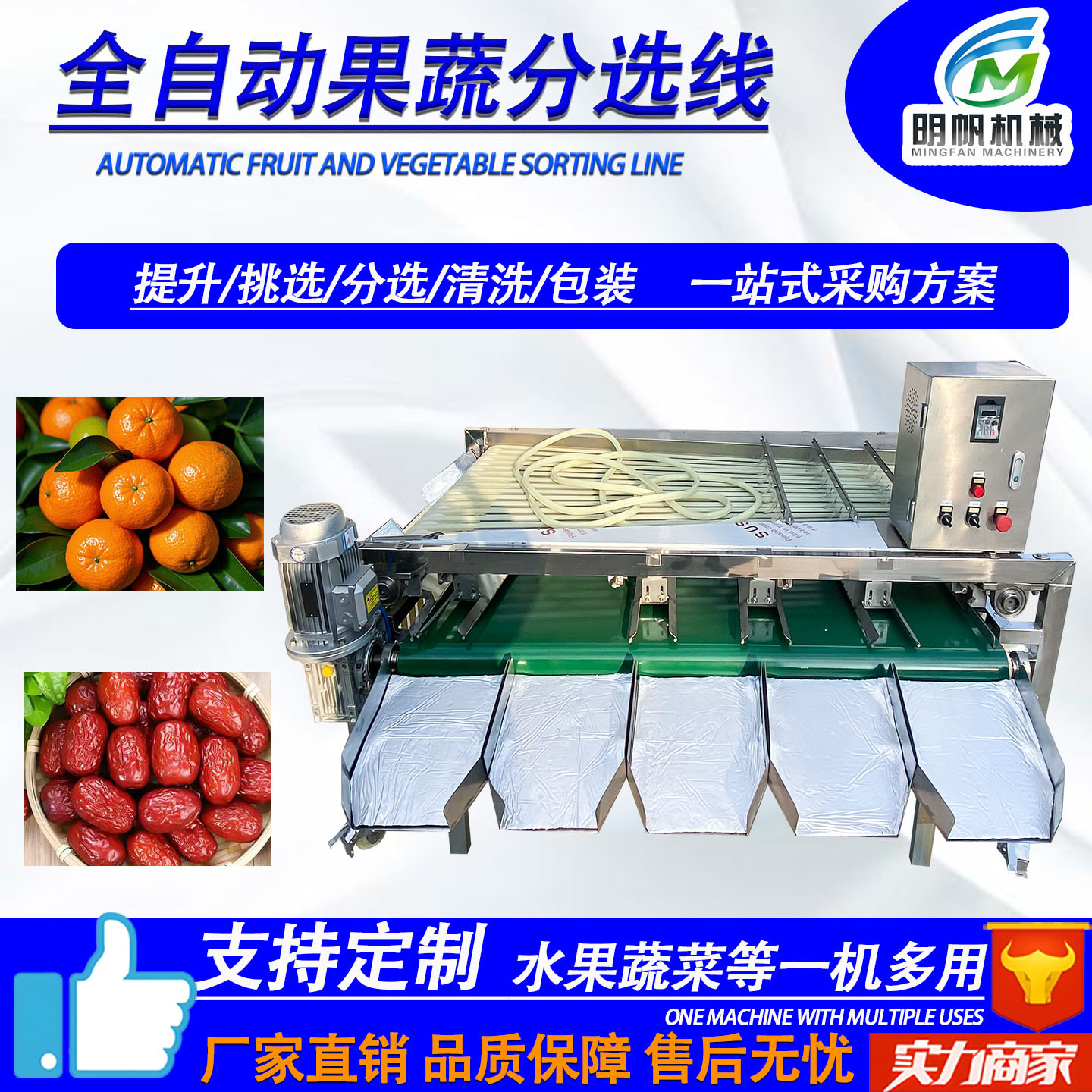 百香果分级设备 苹果土豆南瓜清洗风干生产线 水果蔬菜挑选大小线