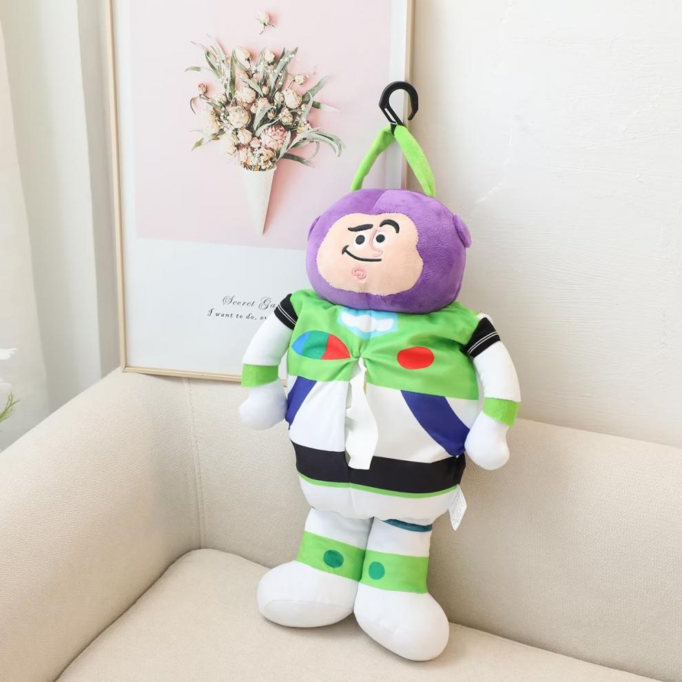 Cute Cartoon Buzz Lightyear Tissue Holder Car-Mounted Hanging Tissue Cover Car Interior Decoration Plush Tissue Dispenser