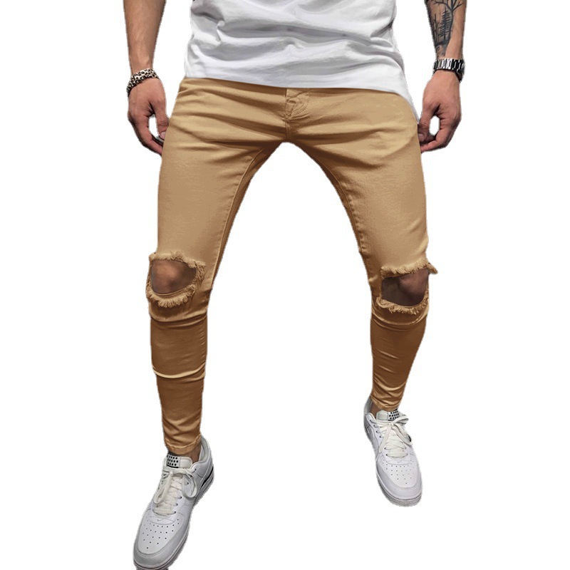 Fashion Light Blue Ripped Slim Fit Jeans