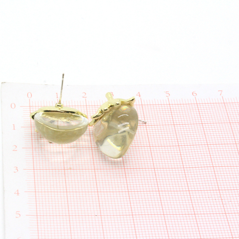 Korea Cute Transparent Glass Earrings Fashion Fruit Strawberry Small Earrings display picture 2