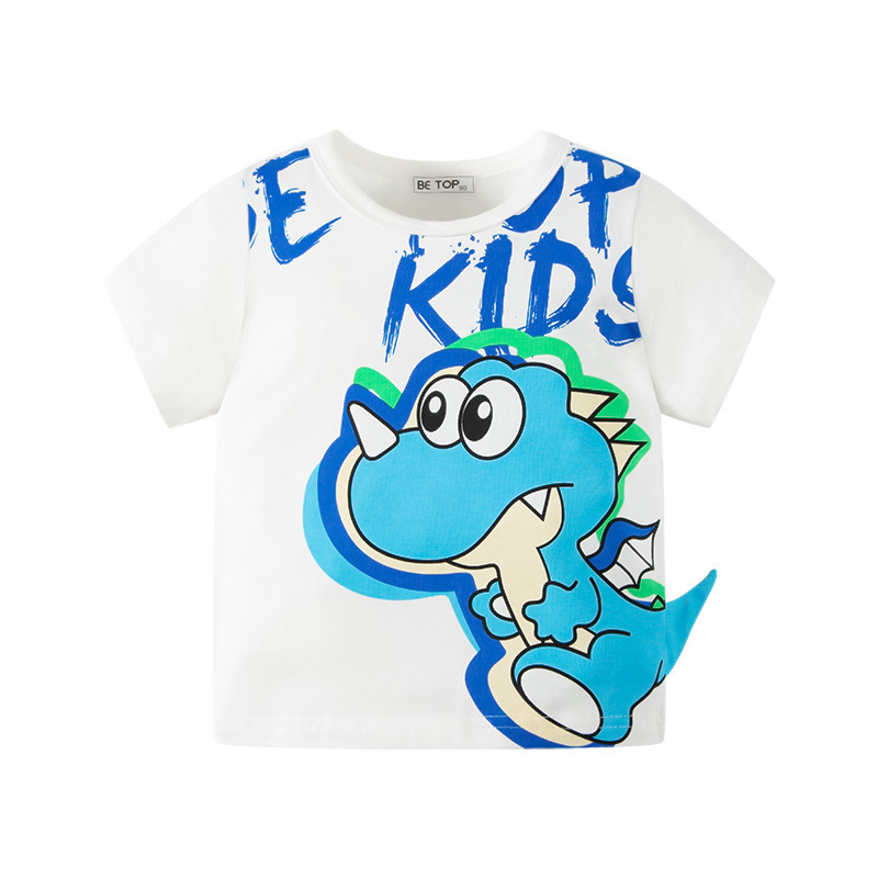 Personalizado nuevo dinosaurio tridimensional de verano para niños camisetas de manga corta de dibujos animados chaqueta de algodón de verano una muestra