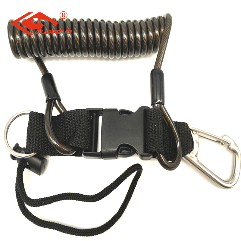 cuerda perdida de la cámara de buceo TPU primavera alambre de acero anti-perderida de ambos extremos de la cuerda de desenganche rápido equipo submarino cuerda telescópica