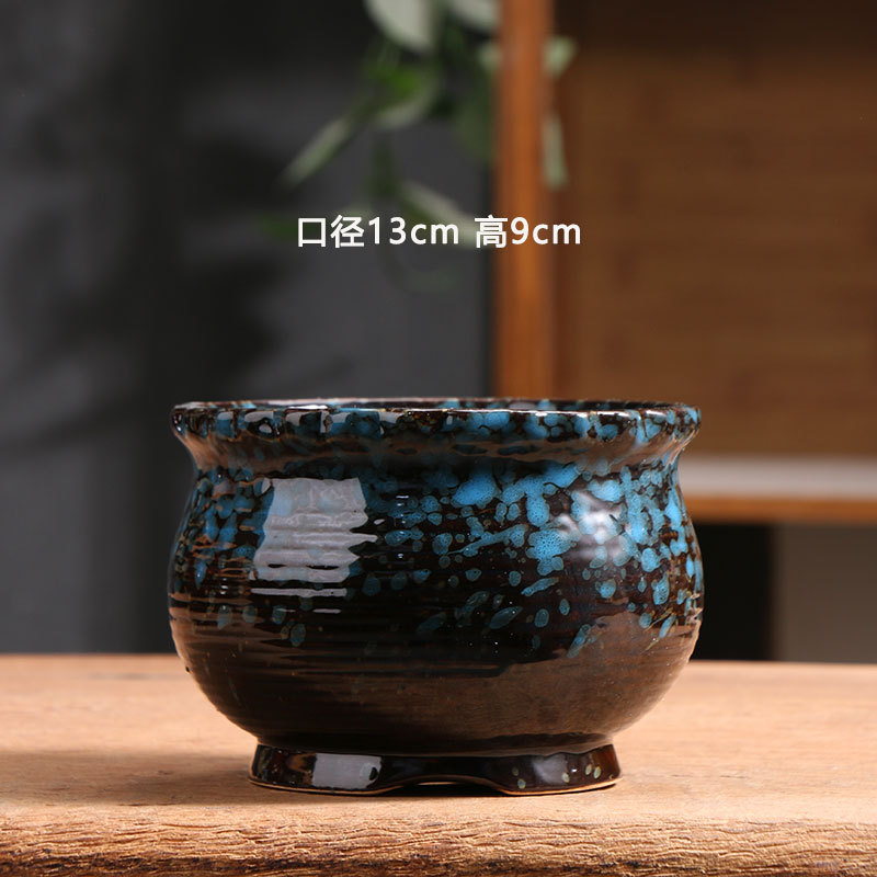 Qunseng maceta de flores de cerámica doméstica maceta de cerámica gruesa de gran calibre maceta de cerámica verde bandeja de flores al por mayor de precios especiales