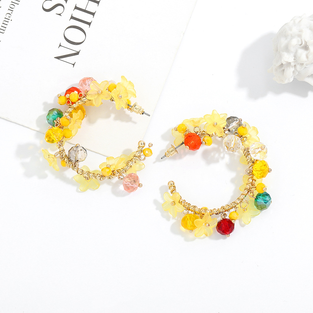 Pendientes De Cristal Con Incrustaciones De Flores Coreanas display picture 7