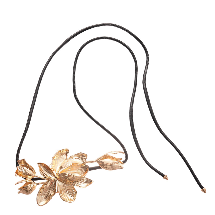 Europa y América metal de cuero tulipán flor cintura cadena de personalidad nicho exagerado temperamento de alta moda cintura joyería mujer