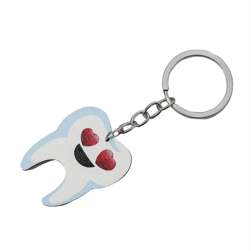 12g Weight Bag Pendant, Keychain Classification 1 Piece Quantity Holiday, Daily Occasion Wood Material Unisex Gender Cute Style Cute Teeth Wood Unisex Bag Pendant Keychain 12