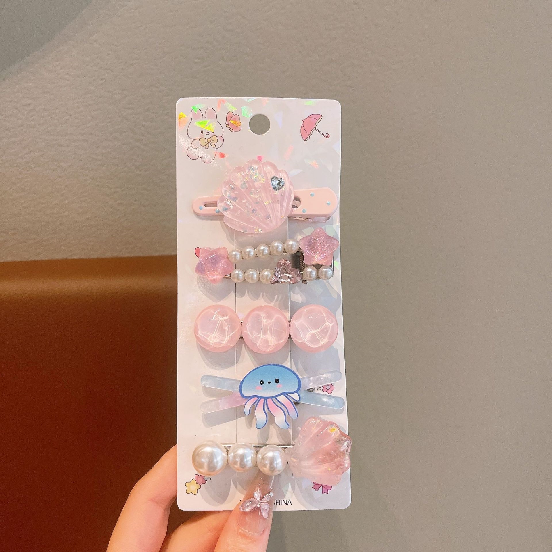 Niños de verano estrellas de mar conchas de mar lindas pinzas de cabello pinzas de boca de pato pinzas de cabello perlas pinzas de cabello niños al por mayor