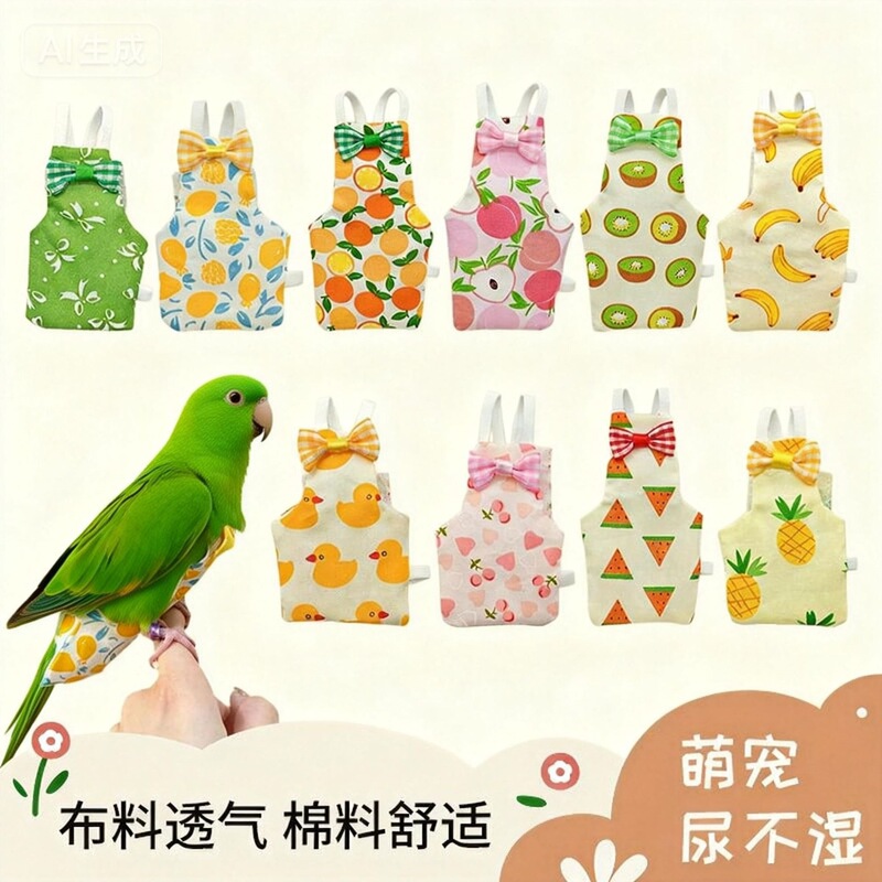 Cross-Border Bird Diapers, Parrot Poop Bags, Clothes, Cockatiel Sun Conure Monk Suits, Breathable Diapers, Parrot Poop Bags