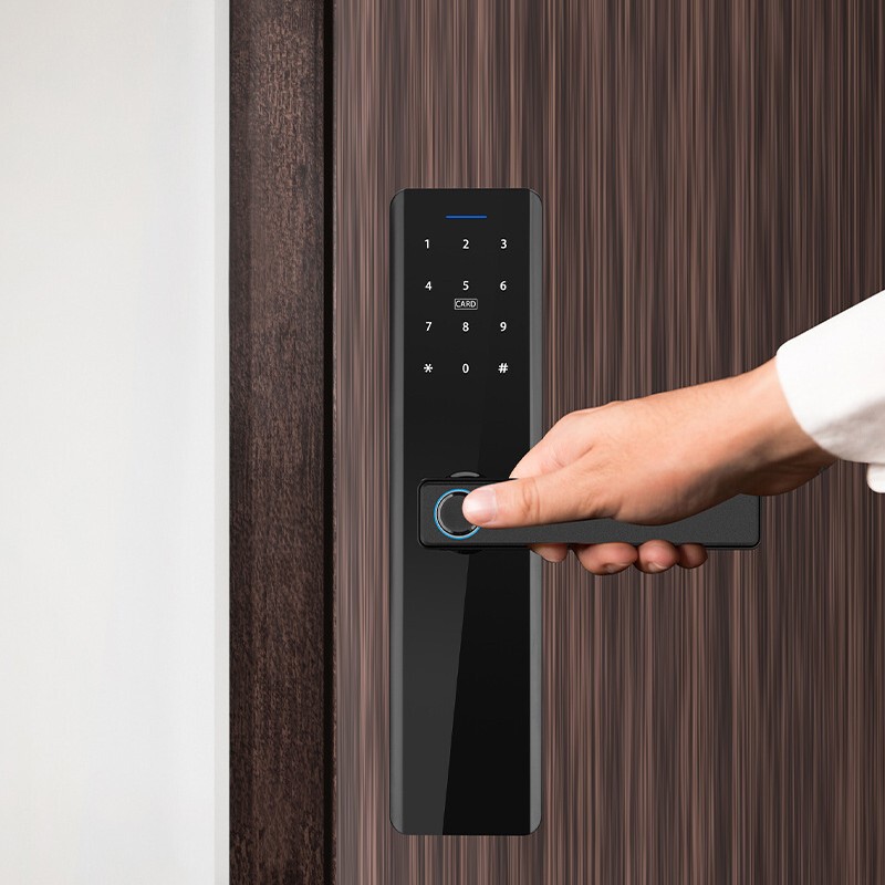 Tuya スマート木製ドアセキュリティドアビデオワンハンドロック解除全自動指紋パスワードロック|undefined