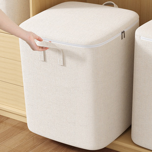 Storage bag zipper type cotton and linen large capacity home storage bag clothing quilt bedroom storage box moving packing bag