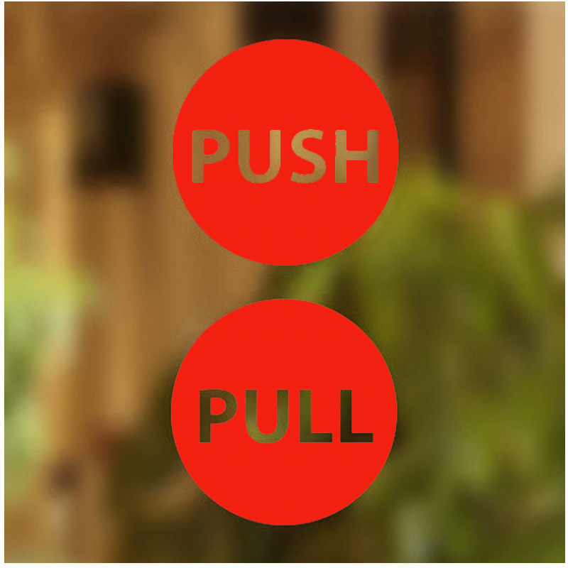 Un conjunto de puertas deslizantes de vidrio circulares Push Pull simple y creativo con etiqueta autoadhesiva