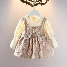 女童连衣裙春秋新款长袖1-3岁宝宝生日礼服婴儿童洋气公主裙裙子