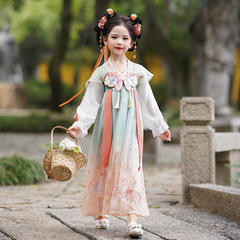 Little Girl's Traditional Chinese Hanfu Style Tang Suit Super Fairy Autumn Dress Girl 2022 New Model Skirt Ancient Style Children's Costume Ancient Costume