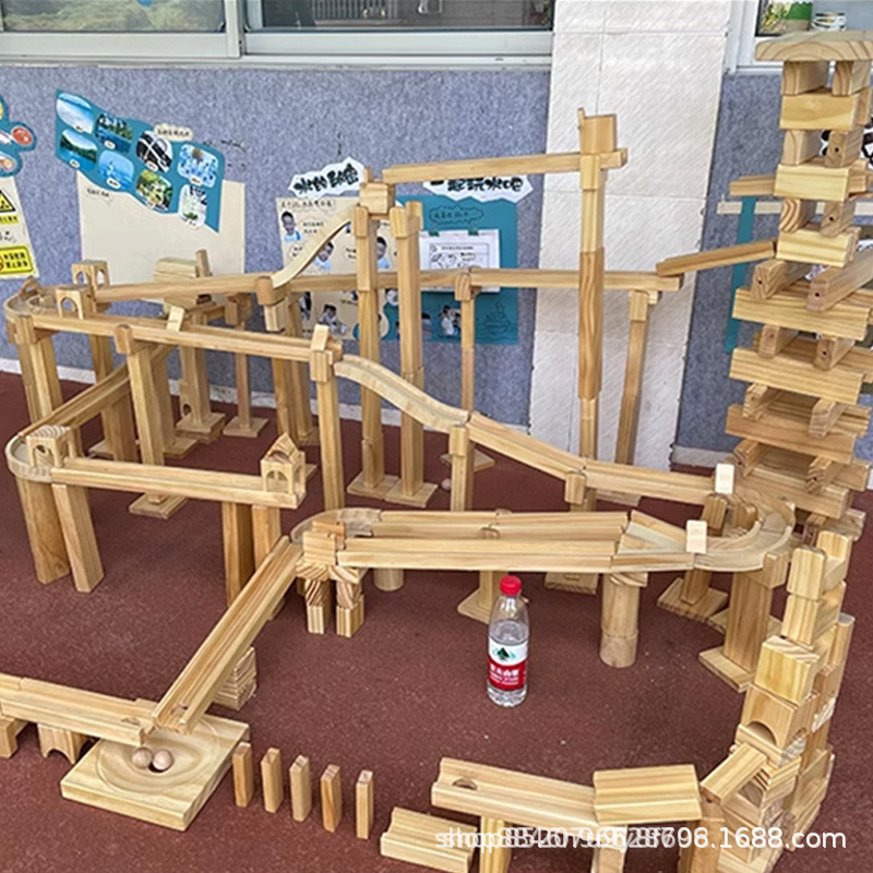 幼稚園大型トラックボールビルディングブロック無垢材大型知育玩具子供のビルディングブロック高架橋磁気|undefined