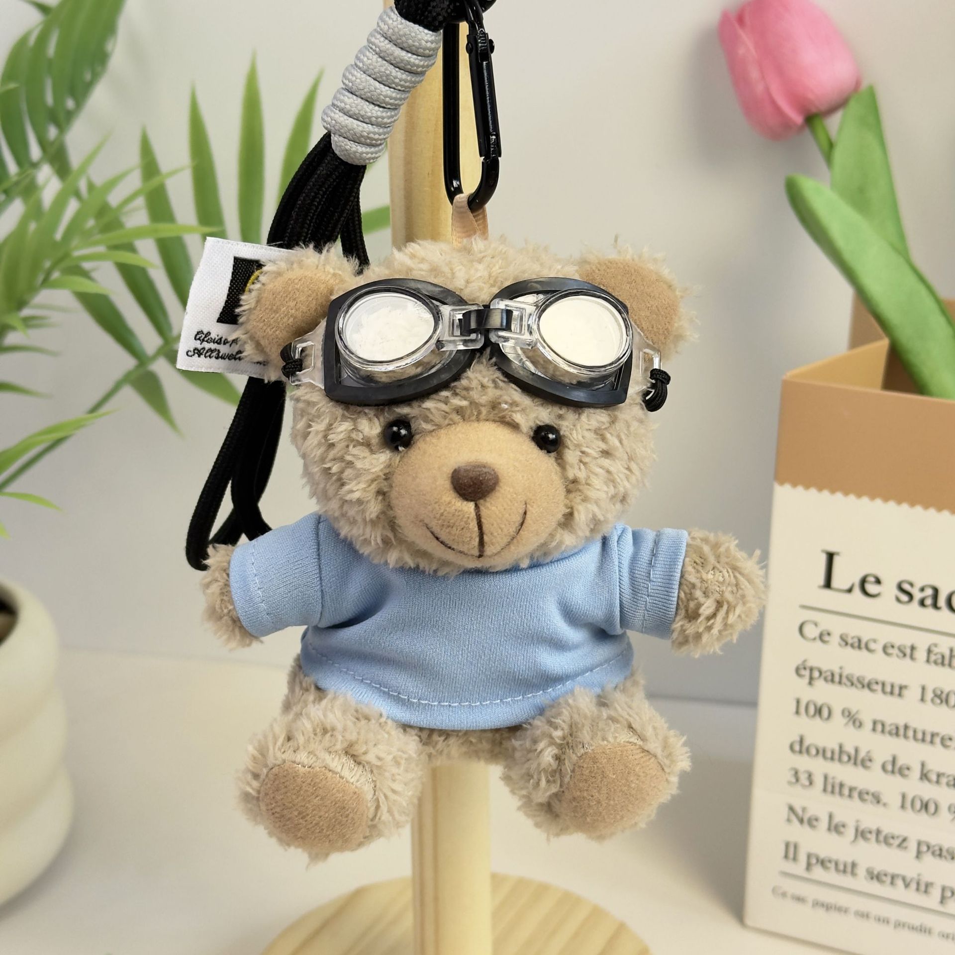 Suéter Teddy Bear Keychain bolsas colgantes muñecas de peluche creativas lindas gafas piloto Teddy Bear