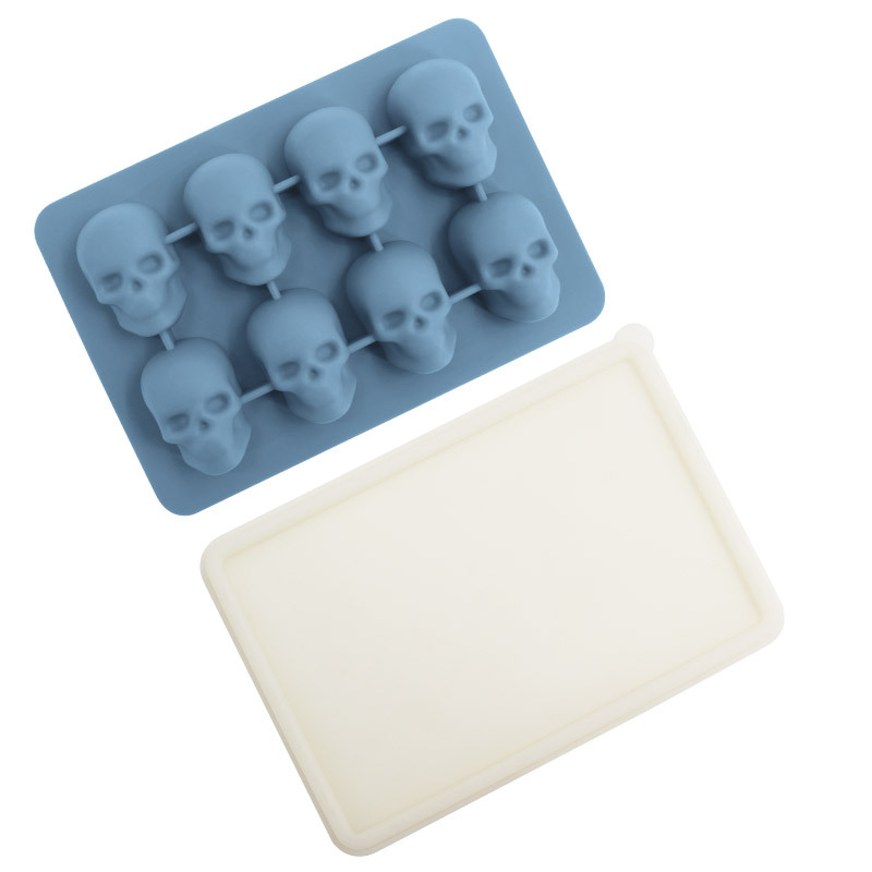 Whisky transfronterizo de dibujos animados rejilla de hielo de silicona molde de hielo con tapa molde de hielo para hockey sobre hielo caja de almacenamiento de hielo para el hogar en stock