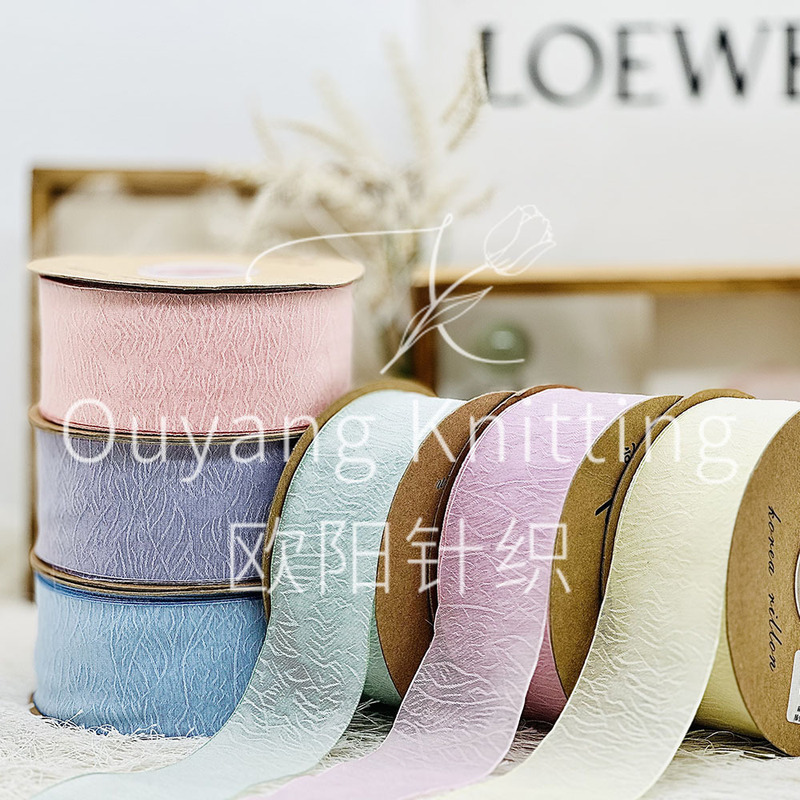 High-end Texture Solid Color Snow Gauze Ribbon 5cm Roll Bar DIY Shoe Flower Hat Flower Ribbon Material