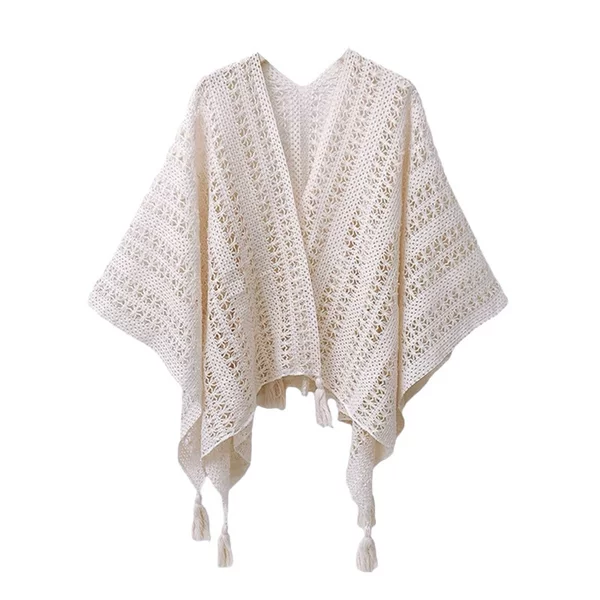 Gradient Color-changing Spring and Summer Thin Hollow-out Large Shawl Women's Ethnic Style Cloak Qinghai Yunnan Decorative Scarf