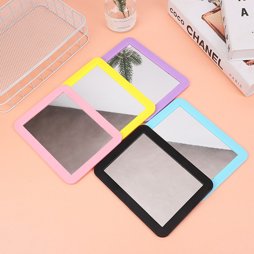 Sugar-colored plastic wall-mounted mirror, vanity-style dormitory mirror, hanging mirror for bathroom, princess makeup mirror