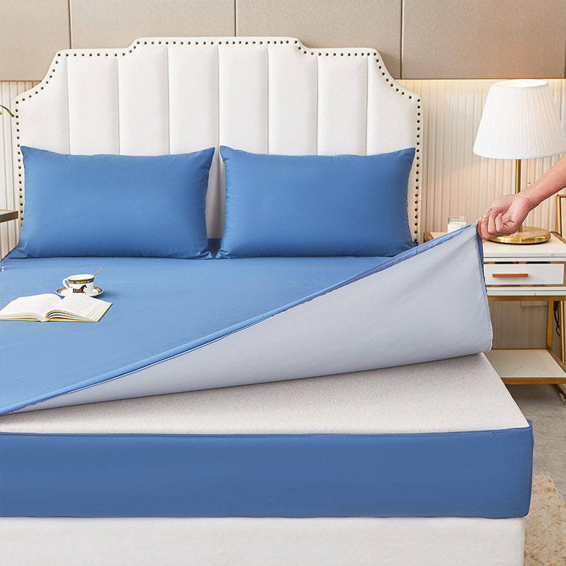 Waterproof single-layer six-side all-inclusive fitted sheet Removable machine wash solid color bedspread Simmons protective cover baby fitted sheet