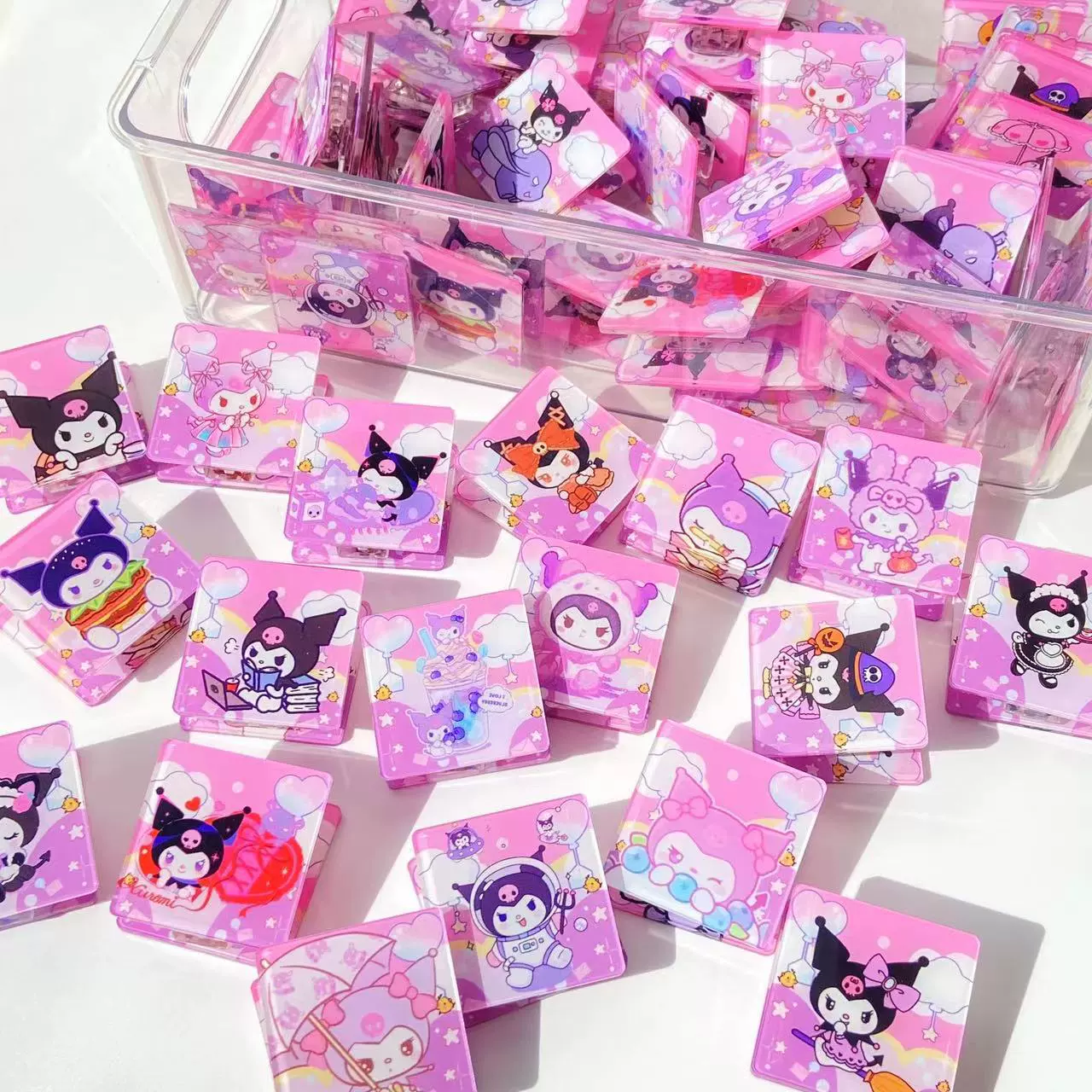 Cartoon square sticker for buttock skin, acrylic storage system, 50 pieces