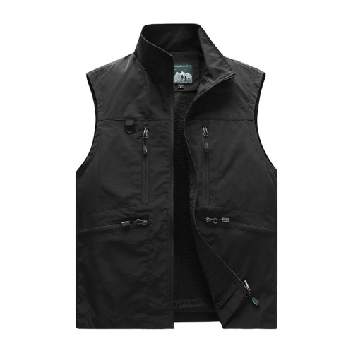 M-6XL Spring, Summer, Autumn Waistcoat Men's Casual Stand Collar Multi-pocket Workwear Outdoor Photography Fishing Coat