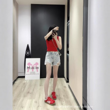 25夏季新款小众设计潮牌辣妹重工刺绣洗水做旧破洞牛仔短裤