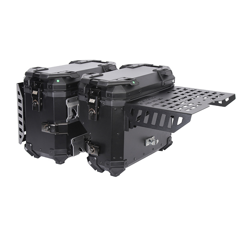 38L Right-Side Multifunctional Armored Black Aluminum Alloy Three-Box Motorcycle Tail Box Side Box Motorcycle Camping Style Trunk