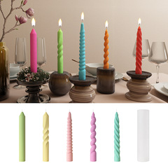 花柬手工DIY長圓柱螺旋紋蠟燭硅膠模具香薰石膏擺件滴膠模具批發