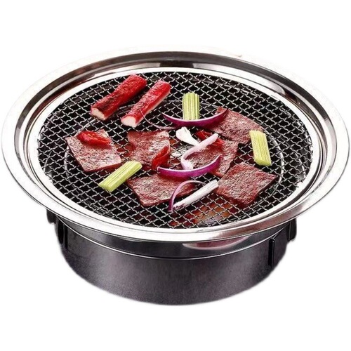 Stainless steel Korean charcoal barbecue stove household commercial round outdoor camping party portable barbecue stove
