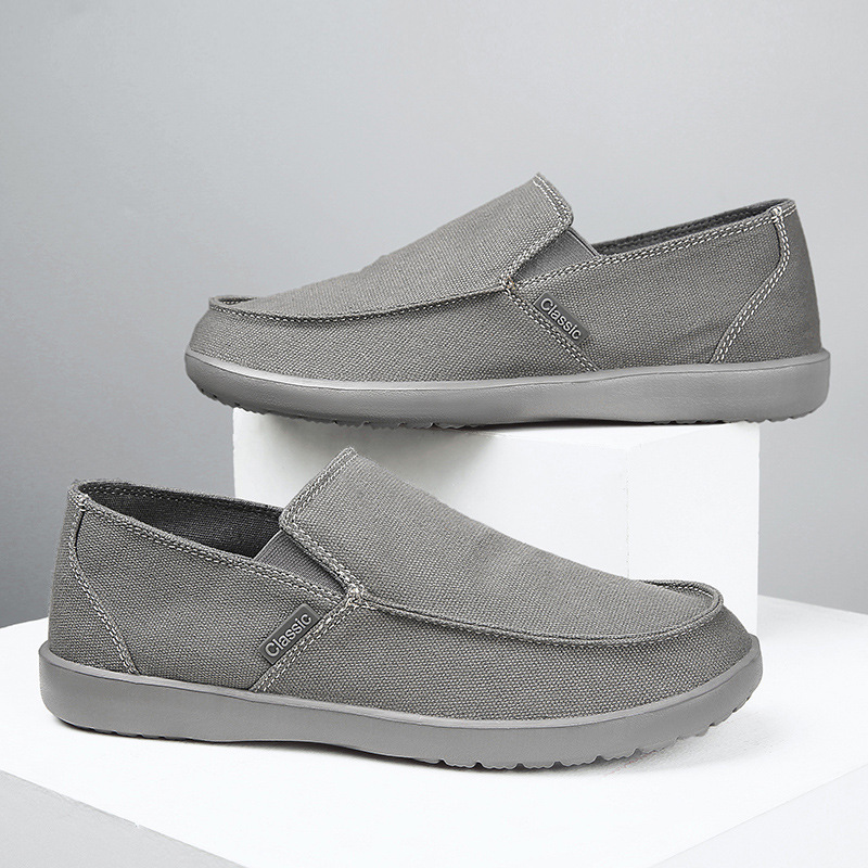 Spring and Summer Canvas Shoes Men's Slip-on Lazy Casual Lightweight Breathable Men's Shoes Old Beijing Cloth Shoes Beggar Shoes plus size