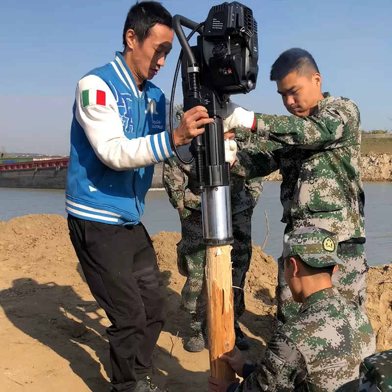 蒙驰防汛打桩机高速公路护栏钢管木桩角铁植桩神器应急物资储备机